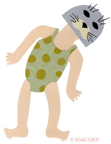 Nicholas Brancati Vancouver Aquarium illustration of a girl with a seal mask acting seal like